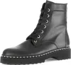 A black leather lace-up boot with gold stud detailing around the sole. Produktbild-Vorschau