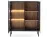 An open cabinet with wooden shelves and LED lighting. Produktbild-Vorschau