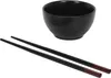 A black bowl and two black chopsticks are displayed on a white background. Náhled obrázku produktu