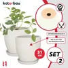 KOTARBAU® 2er Set Pflanzentopf mit Untersetzer Weiß ⌀ 31 cm Produktbild-Vorschau 5