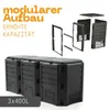 Fortena Modularer Komposter 1200L Schwarz – 3-Segment Produktbild-Vorschau 2