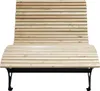A wooden bench with a black metal frame, presented against a white background. Voir les images du produit