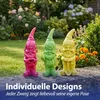 XXL Gartenzwerg 3er Set Polyresin pink gelb grün 20x60x16cm Produktbild-Vorschau 4