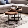 FineBuy Set di 2 tavolini da salotto in legno massello di Anteprima dell’immagine prodotto 1