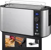 A toaster with inset images showing toast, the heating elements, and a crumb tray. Produktbild-Vorschau