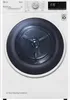 A white LG ThinQ dryer is shown from the front. Produktbild-Vorschau