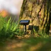 A solar-powered garden light is placed in the grass next to a tree trunk. Anteprima dell’immagine prodotto