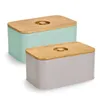 ZELLER Metall-Brotkasten mit Bambusdeckel mint 30x18x14cm Produktbild-Vorschau 3