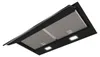 A black range hood with two lights and metal filters. Produktbild-Vorschau