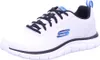 A single white athletic shoe with black laces and blue accents is shown against a white background. Anteprima dell’immagine prodotto
