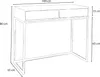 A line drawing of a desk with dimensions indicated. Podgląd zdjęcia produktu