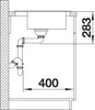 A technical drawing of a sink and its plumbing system, with dimensions indicated. Náhľad obrázku produktu