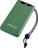 A green power bank with a digital display showing '90%' and a black lanyard attached. Voir les images du produit