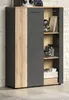 Highboard "Avila" grau und Eiche Vitrine 90 x 132 cm mit Produktbild-Vorschau 1