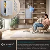 A collage showing a safe in a home environment and its accessories. Produktbild-Vorschau