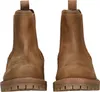 A pair of brown leather boots shown from the front. Produktbild-Vorschau