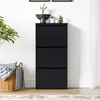 A black shoe cabinet with three flip-down doors, decorated with small potted plants on top. Náhľad obrázku produktu