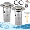 2x Edelstahl Waschbeckenstöpsel Pop Up Bodenablauf Filter Produktbild-Vorschau 13