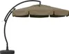 A cantilever umbrella with a taupe canopy and a black stand and pole, isolated on a white background. Produktbild-Vorschau