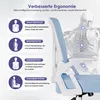 Diagram and text explaining the ergonomic features of a chair. Produktbild-Vorschau