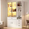 Merax Hochschrank mit LED und Glasvitrine, Standvitrine Produktbild-Vorschau 3