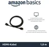 An Amazon Basics HDMI cable with descriptive icons and text. Produktbild-Vorschau