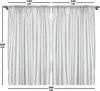 A studio shot of two white curtains hanging on a curtain rod, with dimensions indicated by measurement lines and text. Produktbild-Vorschau