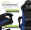 Close-up marketing image of a gaming chair, highlighting its features with text overlays. Produktbild-Vorschau