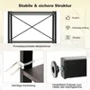 Collage of images showing features of a bookshelf, including its structure, anti-tip device, and adjustable feet. Podgląd zdjęcia produktu