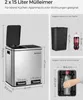 SONGMICS Odpadkový koš 30L Pedálový koš 2 x15L Nerezový Náhled obrázku produktu 6