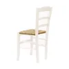 A white wooden chair with a woven seat. Produktbild-Vorschau