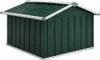 A dark green metal shed for storing a lawnmower. Náhľad obrázku produktu