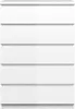 A front view of a white, high-gloss chest of drawers with five drawers. Produktbild-Vorschau