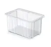 A clear, studio shot of a transparent plastic storage box. Voir les images du produit