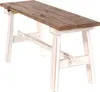 A rustic wooden bench with white legs on a white background. Anteprima dell’immagine prodotto