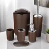 6tlg Badset Badezimmer Zubehör Set Organizer: (Braun Design Produktbild-Vorschau 2