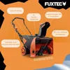 A snow blower with various features highlighted by text overlays. Podgląd zdjęcia produktu