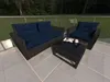 An outdoor lounge set with a sofa, armchair, and coffee table on a patio. Produktbild-Vorschau