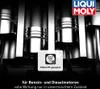 A close-up view of engine pistons with a Liqui Moly logo and product compatibility information. Produktbild-Vorschau