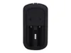 The underside of a black wireless computer mouse, showing the battery compartment. Produktbild-Vorschau