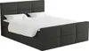 A studio shot of a gray upholstered box spring bed with a headboard and mattress. Produktbild-Vorschau