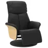 A black faux leather recliner chair with wood accents, shown from a front-diagonal angle against a white background. Produktbild-Vorschau