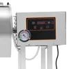 Close-up of the control panel and pressure gauge of a stainless steel meat processing machine. Podgląd zdjęcia produktu
