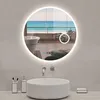 Miroir de salle de bain rond 60cm LED, horloge + loupe + Voir les images du produit 1