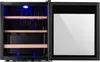 An open wine cooler with shelves and blue interior lighting. Produktbild-Vorschau
