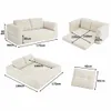 3-in-1 Schlafsofa, 170x90x60cm Cremeweiß, 2-Sitzer Produktbild-Vorschau 3