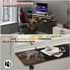 A split image showing a desk setup and a cat sleeping on a desk. Voir les images du produit