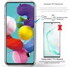 Marketing image comparing PET and TPU materials for phone screen protectors, showing a phone with a PET protector and a diagram illustrating its features. Produktbild-Vorschau