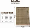 A size chart and a bamboo roller blind. Voir les images du produit