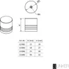 A technical drawing and specification table for a cylindrical product, possibly a knob or cap. There's also a logo in the corner. Produktbild-Vorschau